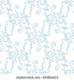 Wallpaper seamless pattern. Blue ornamental background. Vector illustration