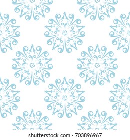 Wallpaper seamless pattern. Blue ornamental background. Vector illustration