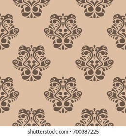 Wallpaper seamless pattern. Brown ornamental colored background. Vector illustration