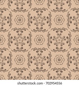 Wallpaper seamless pattern. Brown ornamental colored background. Vector illustration