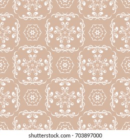Wallpaper seamless pattern. Brown ornamental colored background. Vector illustration