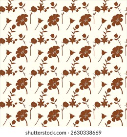 Wallpaper seamless pattern, brown tone, soft yellow background, giving a sense of calm, luxury, simplicity, vector pattern.