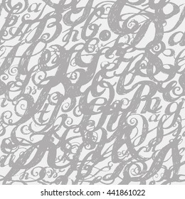 Wallpaper seamless pattern. Calligraphy alphabet typeset lettering. Large Letters. Hand drawn construction sketch of ABC letters in old fashion vintage style.