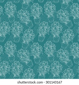 Wallpaper seamless pattern with narcissus in flowerpot made by sketch drawing