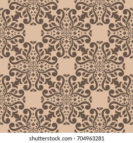 Wallpaper seamless pattern. Ornamental beige background. Vector illustration