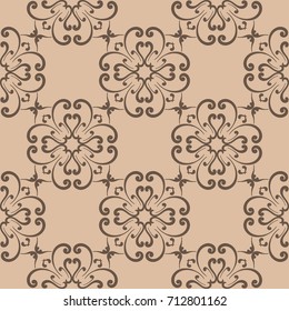 Wallpaper seamless pattern. Ornamental beige background. Vector illustration