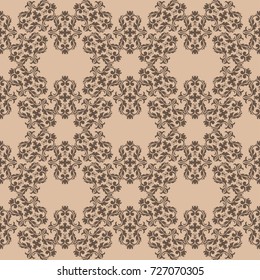 Wallpaper seamless pattern. Ornamental beige background. Vector illustration