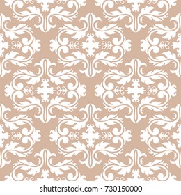Wallpaper seamless pattern. Ornamental beige background. Vector illustration