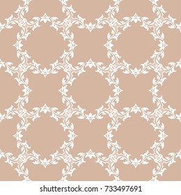 Wallpaper seamless pattern. Ornamental beige background. Vector illustration