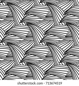 Wallpaper seamless pattern. Ornamental black and white background. Vector illustration