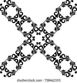 Wallpaper seamless pattern. Ornamental black and white background. Vector illustration