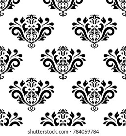 Wallpaper seamless pattern. Ornamental black and white background. Vector illustration
