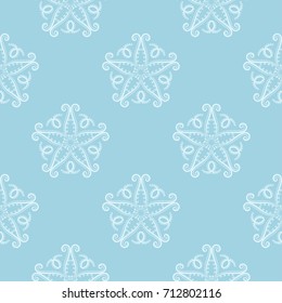Wallpaper seamless pattern. Ornamental blue and white background. Vector illustration