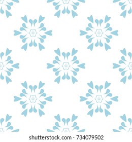 Wallpaper seamless pattern. Ornamental blue and white background. Vector illustration