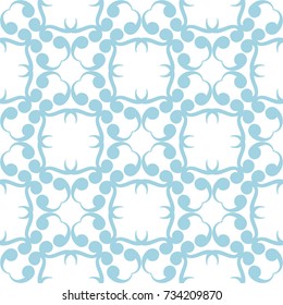 Wallpaper seamless pattern. Ornamental blue and white background. Vector illustration