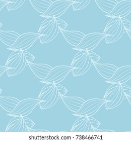 Wallpaper seamless pattern. Ornamental blue and white background. Vector illustration