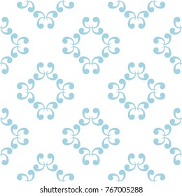 Wallpaper seamless pattern. Ornamental blue and white background. Vector illustration