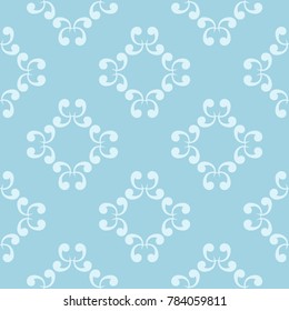 Wallpaper seamless pattern. Ornamental blue and white background. Vector illustration
