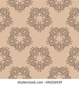 Wallpaper seamless pattern. Ornamental brown background. Vector illustration