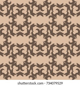 Wallpaper seamless pattern. Ornamental brown beige background. Vector illustration