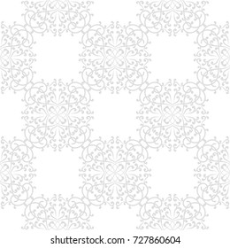 Wallpaper seamless pattern. Ornamental gray and white background. Vector illustration