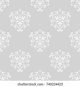 Wallpaper seamless pattern. Ornamental gray and white background. Vector illustration