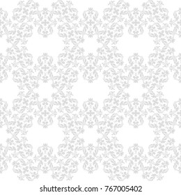 Wallpaper seamless pattern. Ornamental gray and white background. Vector illustration