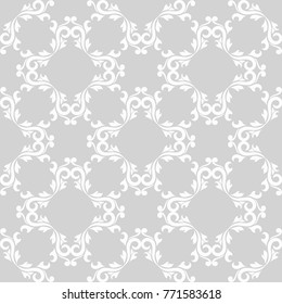 Wallpaper seamless pattern. Ornamental gray and white background. Vector illustration