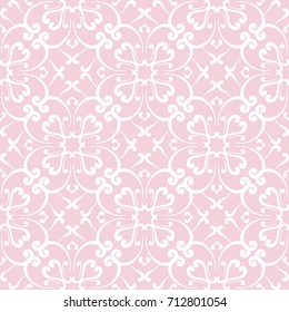 Wallpaper seamless pattern. Ornamental pale pink background. Vector illustration
