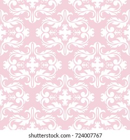 Wallpaper seamless pattern. Ornamental pale pink background. Vector illustration