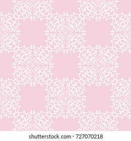 Wallpaper seamless pattern. Ornamental pale pink background. Vector illustration