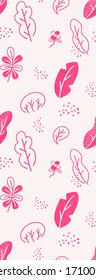 Wallpaper Seamless pattern pink leaf and flower