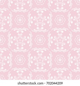 Wallpaper seamless pattern. Pink ornamental colored background. Vector illustration