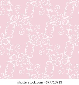 Wallpaper seamless pattern. Powder pink ornamental background. Vector illustration