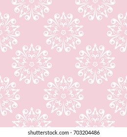 Wallpaper seamless pattern. Powder pink ornamental background. Vector illustration