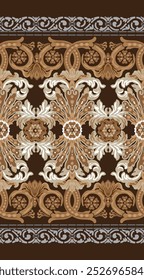 Wallpaper seamless pattern.Classic and luxury style.Design with classic element on brown color background.Design is perfect for adding to wallpaper, decorative,fabric,textile,background and clothes.