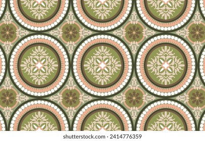 Wallpaper seamless pattern.Classic style.Design with flower and classic element on green background.Design is perfect for adding to wallpaper, decorative,fabric,textile,background and 
clothes.