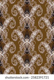 Wallpaper seamless pattern.Classic,luxury style.Design with classic element on brown color background.Design is perfect for adding to wallpaper, decorative,fabric,textile,background and clothes.