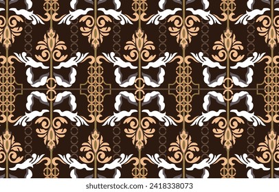 Wallpaper seamless pattern.Luxury and classic style.Design with ribbin,classic element on brown background.Design is perfect for adding to wallpaper,Home decorative,fabric,background,
clothes,carpet.