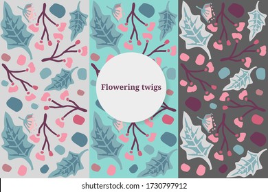 Wallpaper of seamless patterns of leaves and tropical green flowers with a bright and dark background