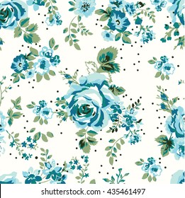 wallpaper seamless vintage blue flower pattern 