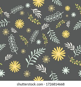 fondo de pared patrón de flores vintage sin soldadura sobre fondo marrón