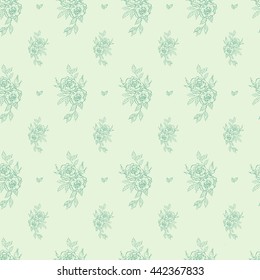 wallpaper seamless vintage flower pattern on green background