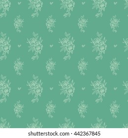 wallpaper seamless vintage flower pattern on green background