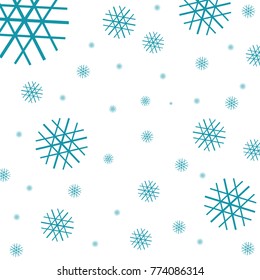Wallpaper serving blue snowflakes of various sizes on white background