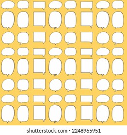 wallpaper of set collection hand drawn doodle speech bubbles pattern. vector design illustration. isolated on yellow background
