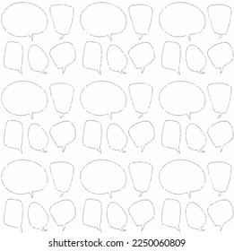 Tapete mit Set handgezeichnet von Sprachblasen einzeln auf weißem Hintergrund. Vektordesign-Illustration