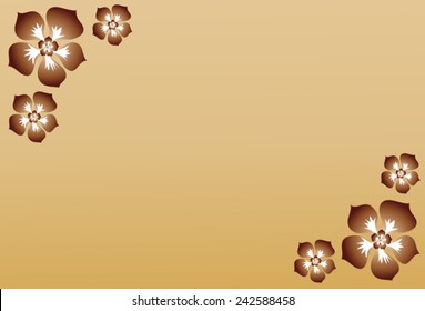 Wallpaper of small and large brown  flowers hibiscus on beige background