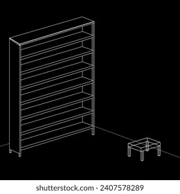 wallpaper for sorting icons on shelf, black background.