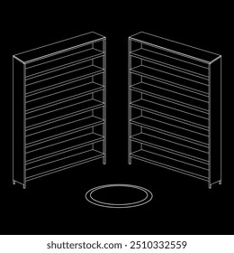 Wallpaper for sorting icons with two fixed shelves, black background.